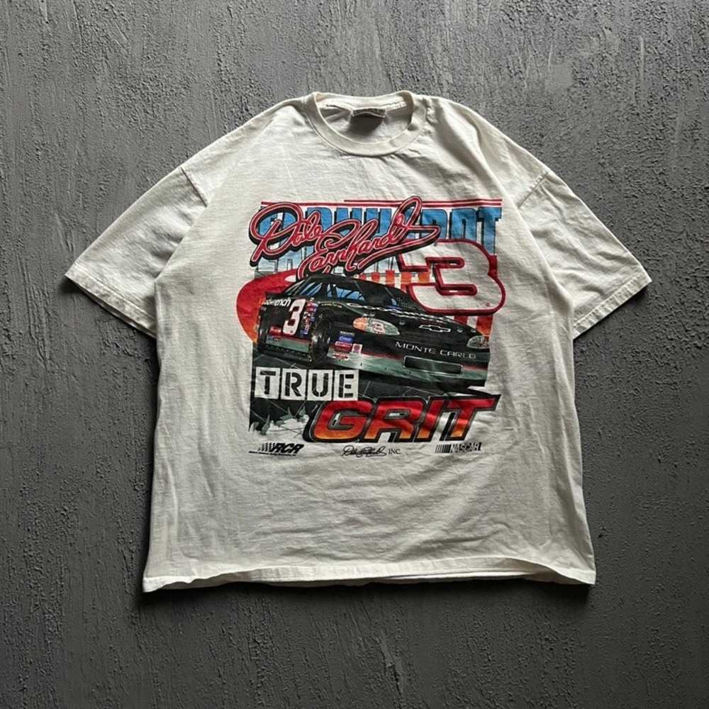 Vintage Dale Earnhardt Shirt XL White 1990s NASCAR True Grit